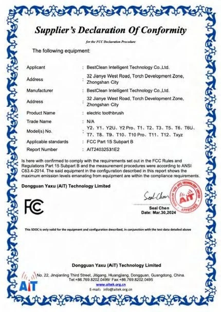 FCC Supplier’s Declaration of Conformity
